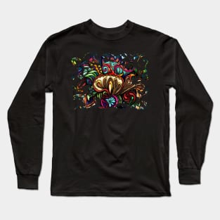 Chameleon painting on red mushroom, abstract psychedelic Long Sleeve T-Shirt